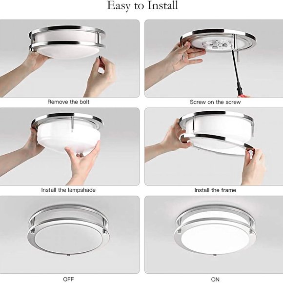 MYTH REALM 10" Double Rings LED Flush Mount Ceiling Light Silver 5000K - Picture 8 of 11